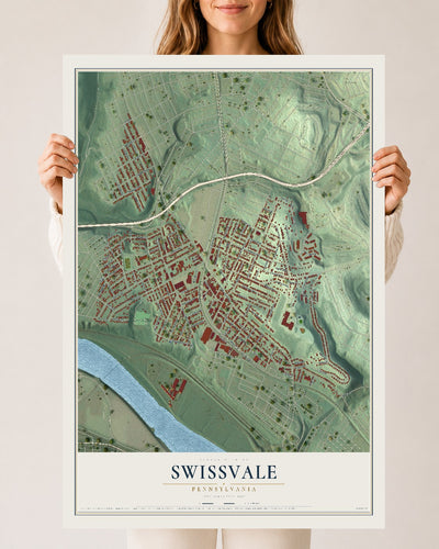 Map of Swissvale, Pennsylvania, 24 x 36 inch unframed archival matte print