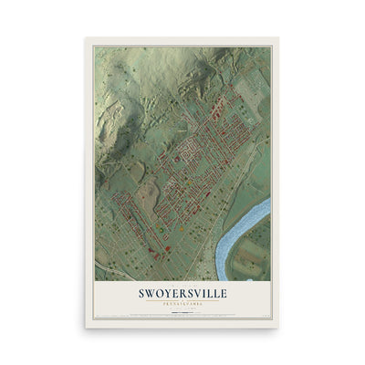Map of Swoyersville, Pennsylvania, 12 x 18 inch unframed archival matte print