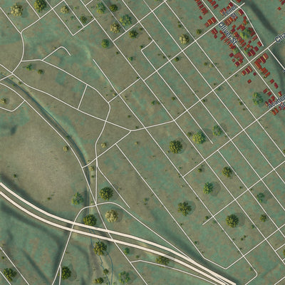 Second close-up of the map of Swoyersville, Pennsylvania print showing more streets and buildings