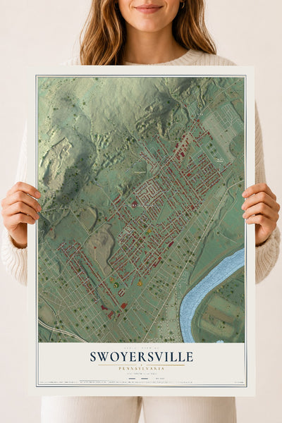 Map of Swoyersville, Pennsylvania, 18 x 24 inch unframed archival matte print