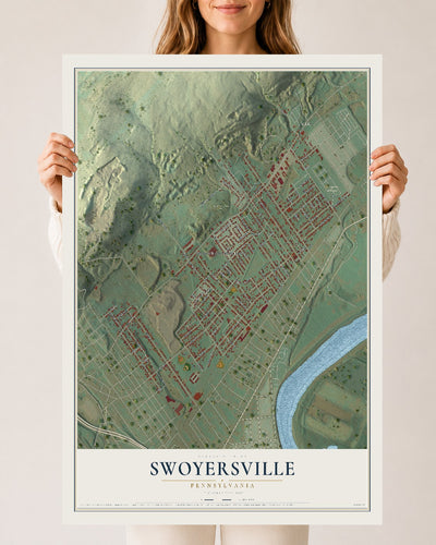 Map of Swoyersville, Pennsylvania, 24 x 36 inch unframed archival matte print