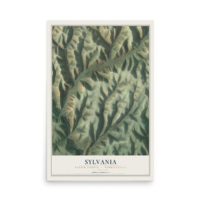 Map of Sylvania, Potter County, Pennsylvania, 12 x 18 inch unframed archival matte print