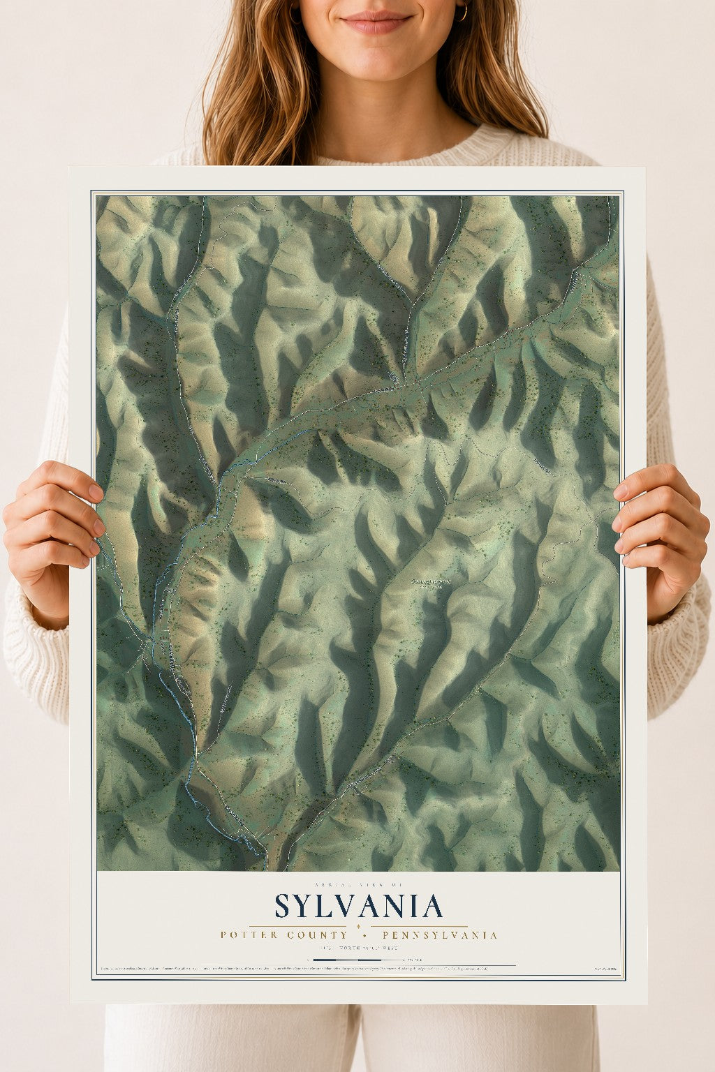 Map of Sylvania, Potter County, Pennsylvania, 18 x 24 inch unframed archival matte print