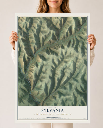 Map of Sylvania, Potter County, Pennsylvania, 24 x 36 inch unframed archival matte print