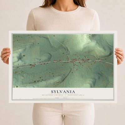 Map of Sylvania, Bradford County, Pennsylvania, 12 x 18 inch unframed archival matte print