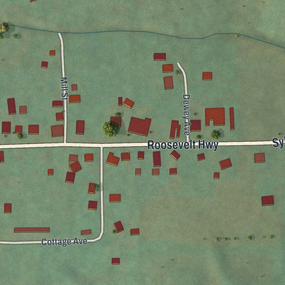 Second close-up of the map of Sylvania, Bradford County, Pennsylvania print showing more streets and buildings