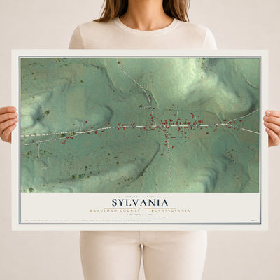 Map of Sylvania, Bradford County, Pennsylvania, 18 x 24 inch unframed archival matte print