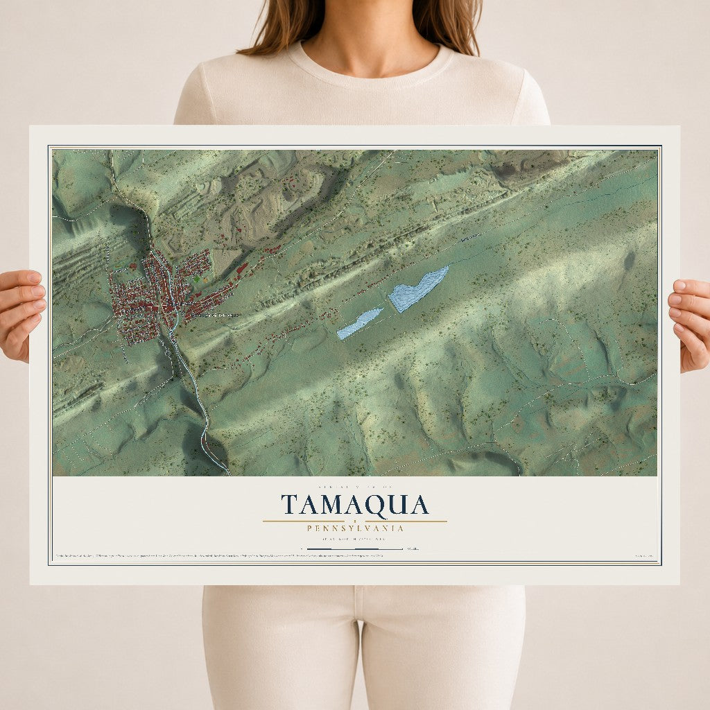 Map of Tamaqua, Pennsylvania, 18 x 24 inch unframed archival matte print