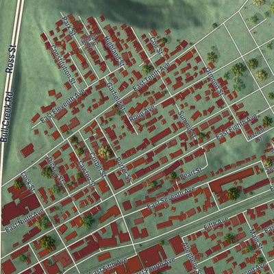 Close-up of the map of Tarentum, Pennsylvania print showing street and building detail