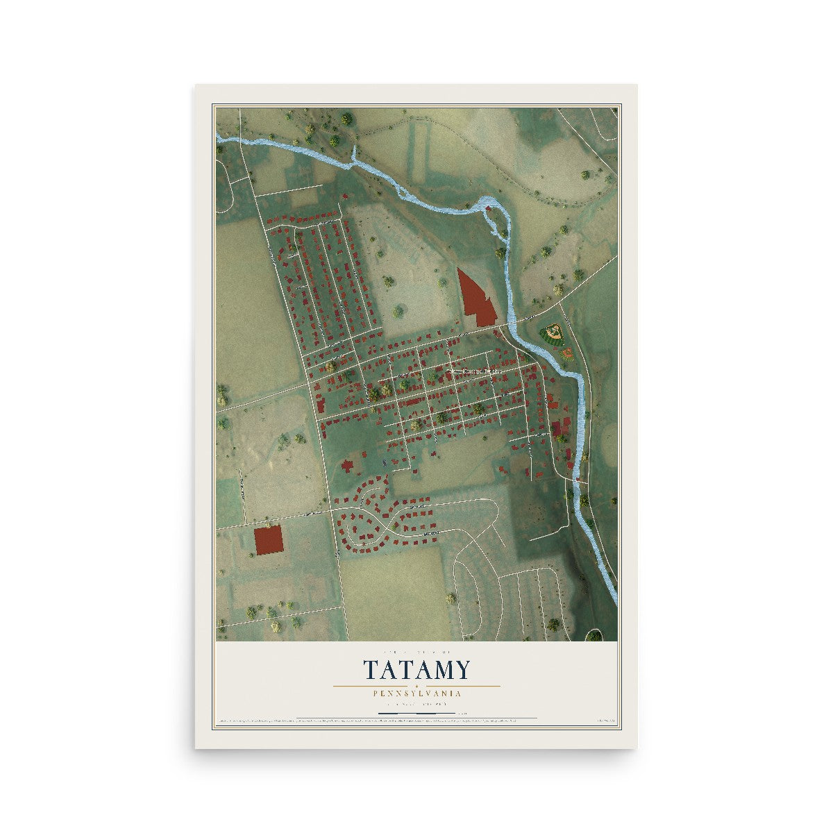 Map of Tatamy, Pennsylvania, 12 x 18 inch unframed archival matte print