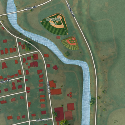 Second close-up of the map of Tatamy, Pennsylvania print showing more streets and buildings