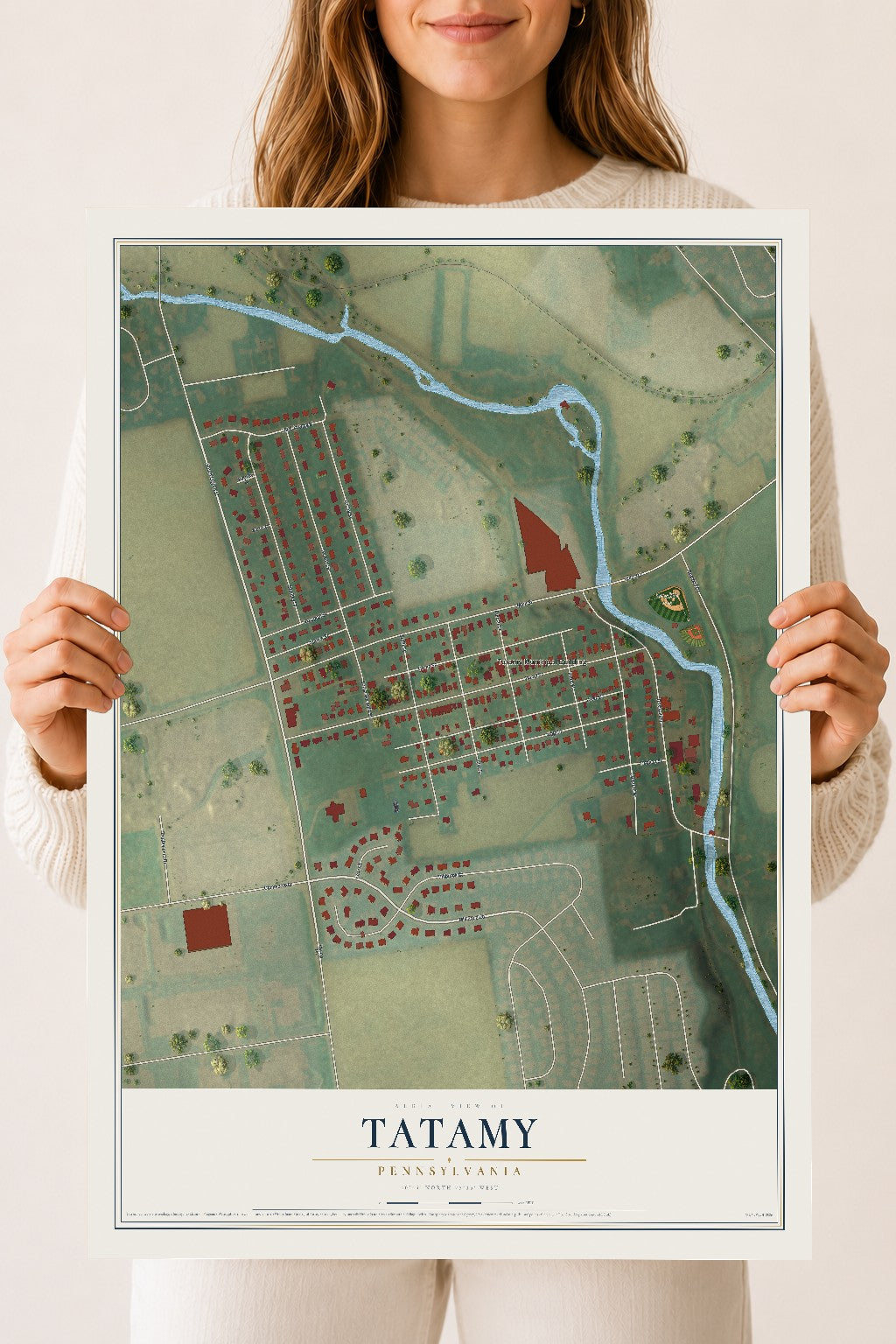 Map of Tatamy, Pennsylvania, 18 x 24 inch unframed archival matte print