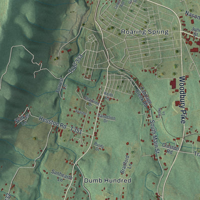 Close-up of the map of Taylor, Blair County, Pennsylvania print showing street and building detail