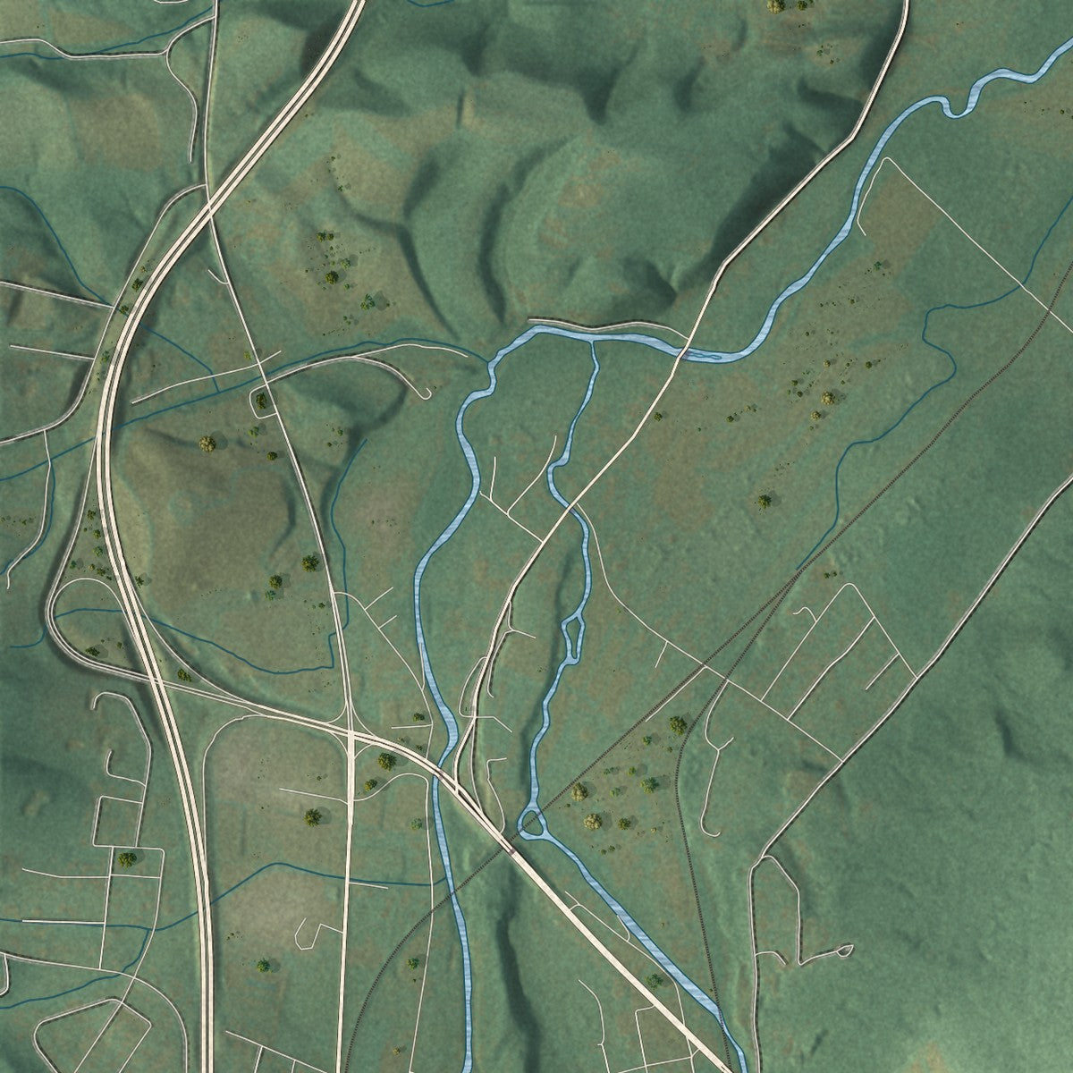 Second close-up of the map of Taylor, Blair County, Pennsylvania print showing more streets and buildings