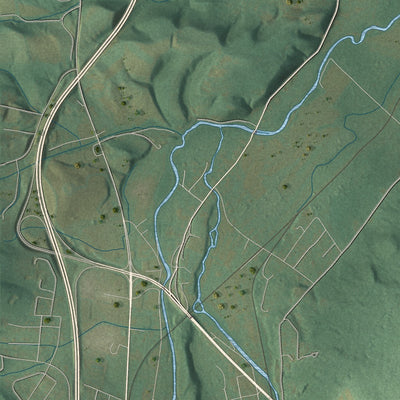Second close-up of the map of Taylor, Blair County, Pennsylvania print showing more streets and buildings