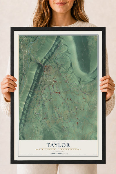 Map of Taylor, Blair County, Pennsylvania, 18 x 24 inch print in a black wood frame