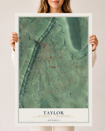 Map of Taylor, Blair County, Pennsylvania, 24 x 36 inch unframed archival matte print