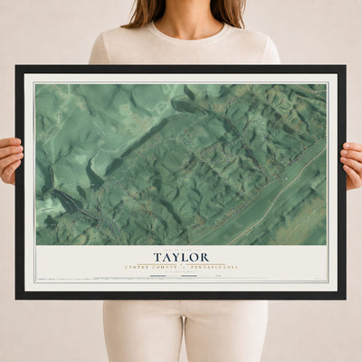 Map of Taylor, Centre County, Pennsylvania, 18 x 24 inch print in a black wood frame