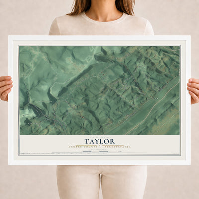 Map of Taylor, Centre County, Pennsylvania, 18 x 24 inch print in a white wood frame