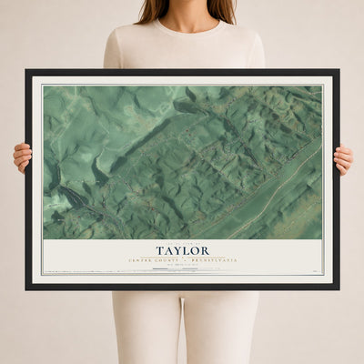 Map of Taylor, Centre County, Pennsylvania, 24 x 36 inch print in a black wood frame