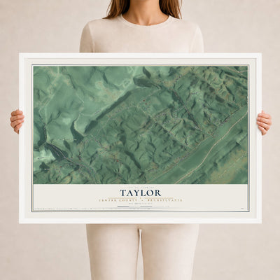 Map of Taylor, Centre County, Pennsylvania, 24 x 36 inch print in a white wood frame