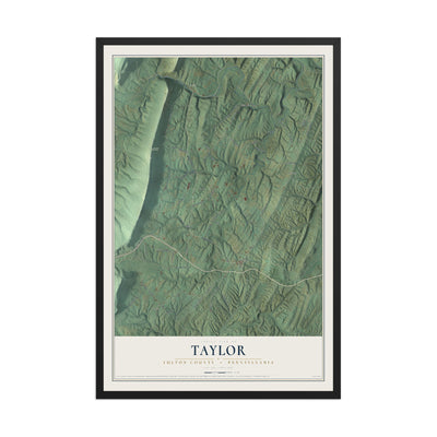 Map of Taylor, Fulton County, Pennsylvania, 12 x 18 inch print in a black wood frame