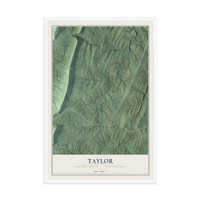 Map of Taylor, Fulton County, Pennsylvania, 12 x 18 inch print in a white wood frame