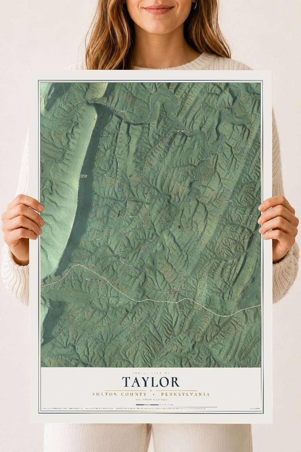 Map of Taylor, Fulton County, Pennsylvania, 18 x 24 inch unframed archival matte print