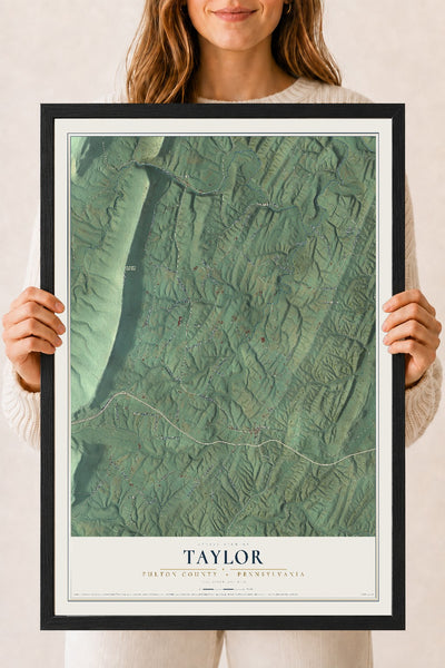 Map of Taylor, Fulton County, Pennsylvania, 18 x 24 inch print in a black wood frame