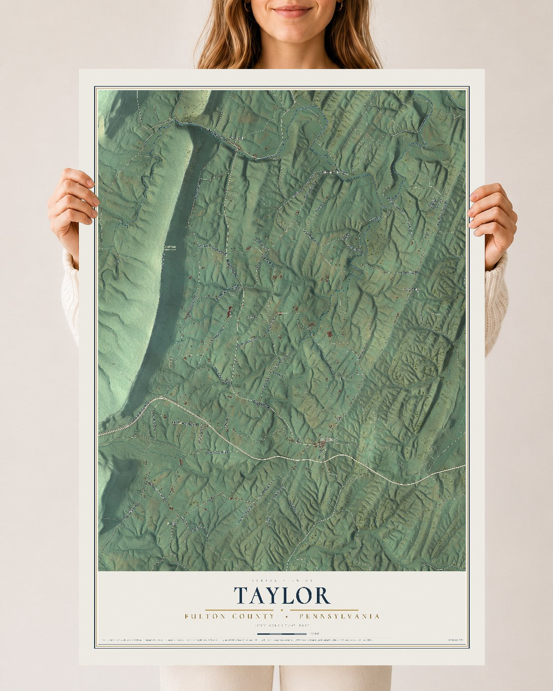 Map of Taylor, Fulton County, Pennsylvania, 24 x 36 inch unframed archival matte print