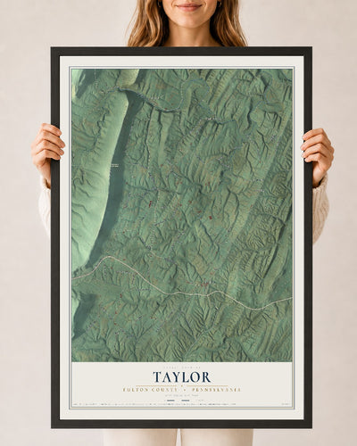 Map of Taylor, Fulton County, Pennsylvania, 24 x 36 inch print in a black wood frame