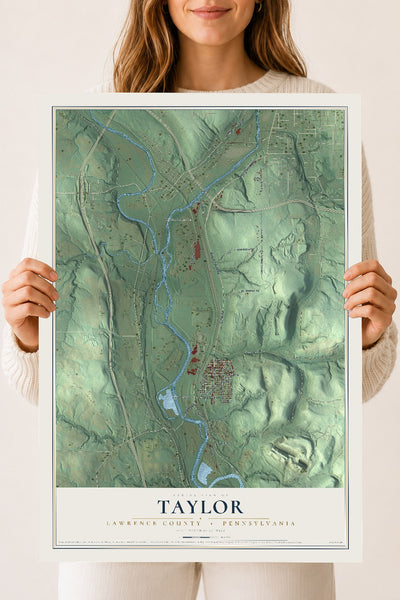 Map of Taylor, Lawrence County, Pennsylvania, 18 x 24 inch unframed archival matte print