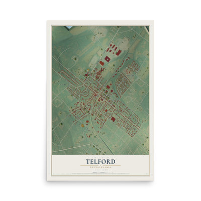 Map of Telford, Pennsylvania, 12 x 18 inch unframed archival matte print