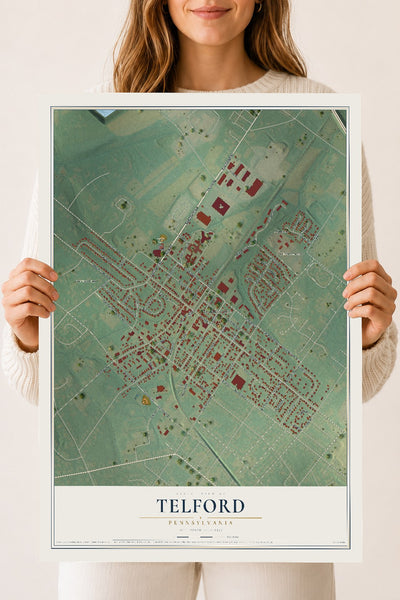 Map of Telford, Pennsylvania, 18 x 24 inch unframed archival matte print