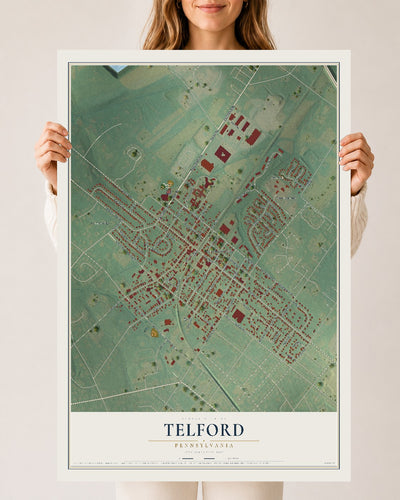 Map of Telford, Pennsylvania, 24 x 36 inch unframed archival matte print