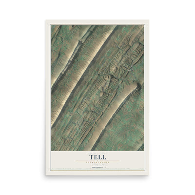 Map of Tell, Pennsylvania, 12 x 18 inch unframed archival matte print