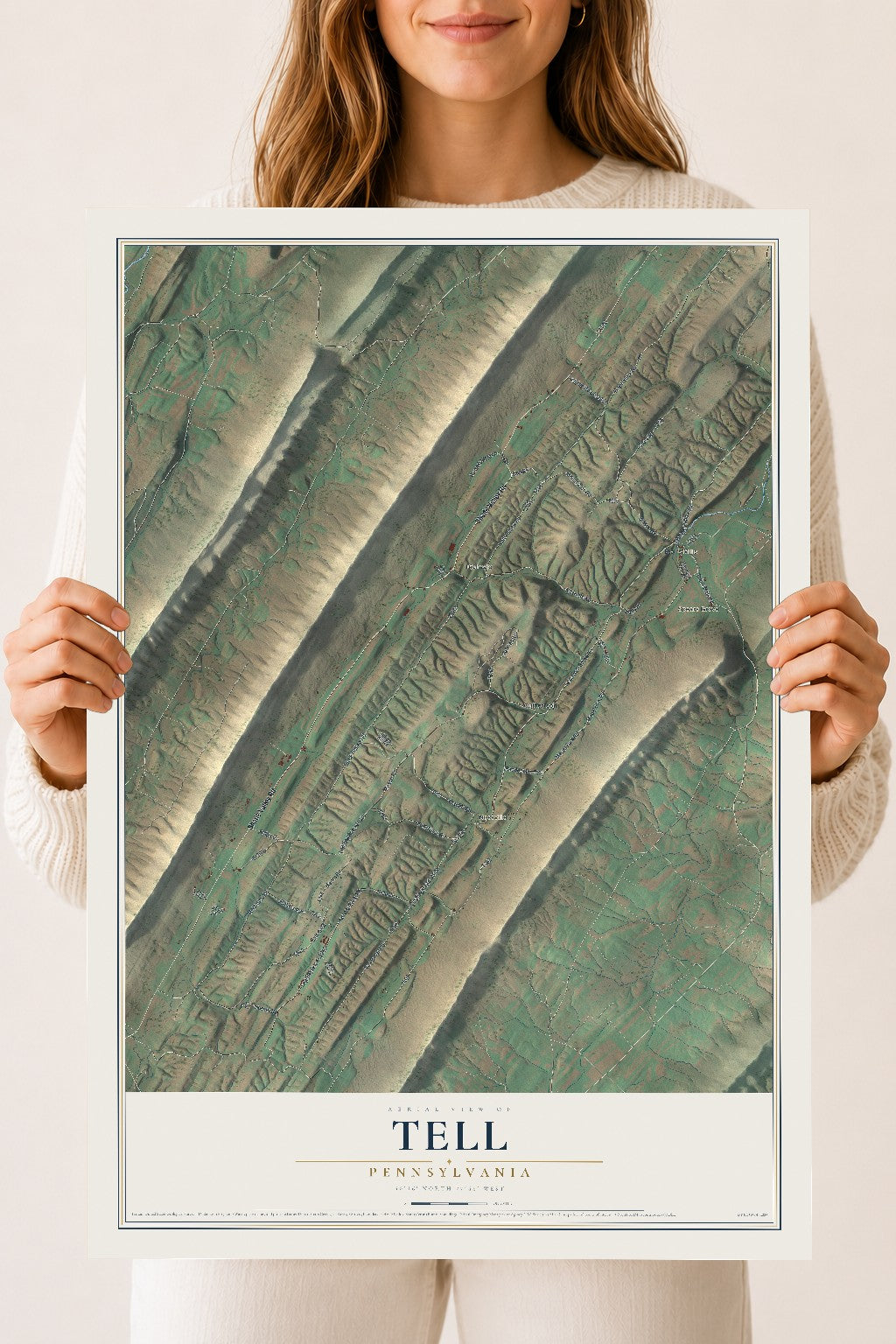 Map of Tell, Pennsylvania, 18 x 24 inch unframed archival matte print