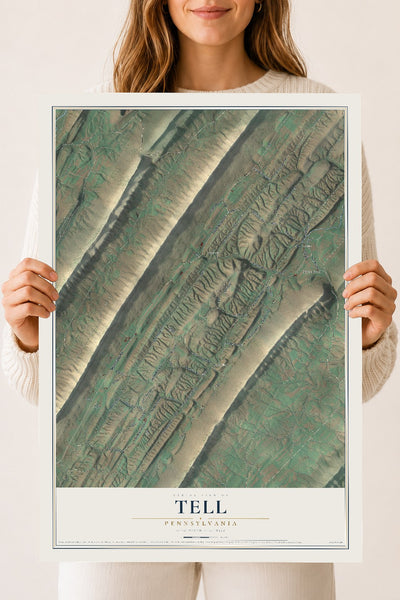 Map of Tell, Pennsylvania, 18 x 24 inch unframed archival matte print