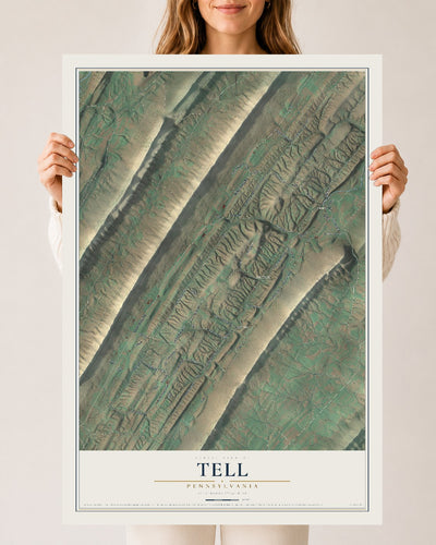 Map of Tell, Pennsylvania, 24 x 36 inch unframed archival matte print