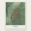 Temple, Pennsylvania map print, the full design