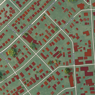 Close-up of the map of Temple, Pennsylvania print showing street and building detail