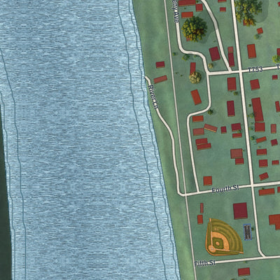 Close-up of the map of Templeton, Pennsylvania print showing street and building detail
