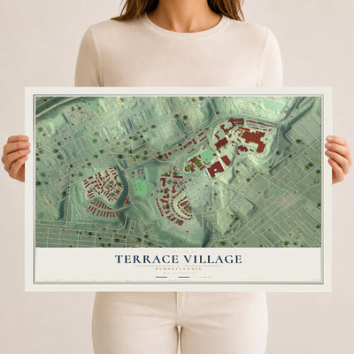 Map of Terrace Village, Pennsylvania, 12 x 18 inch unframed archival matte print