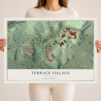 Map of Terrace Village, Pennsylvania, 18 x 24 inch unframed archival matte print