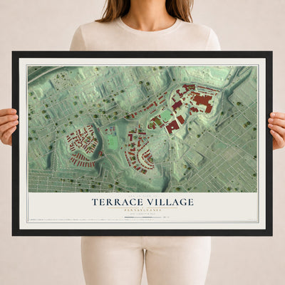 Map of Terrace Village, Pennsylvania, 18 x 24 inch print in a black wood frame