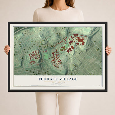 Map of Terrace Village, Pennsylvania, 24 x 36 inch print in a black wood frame