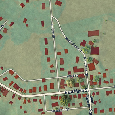 Close-up of the map of Terre Hill, Pennsylvania print showing street and building detail