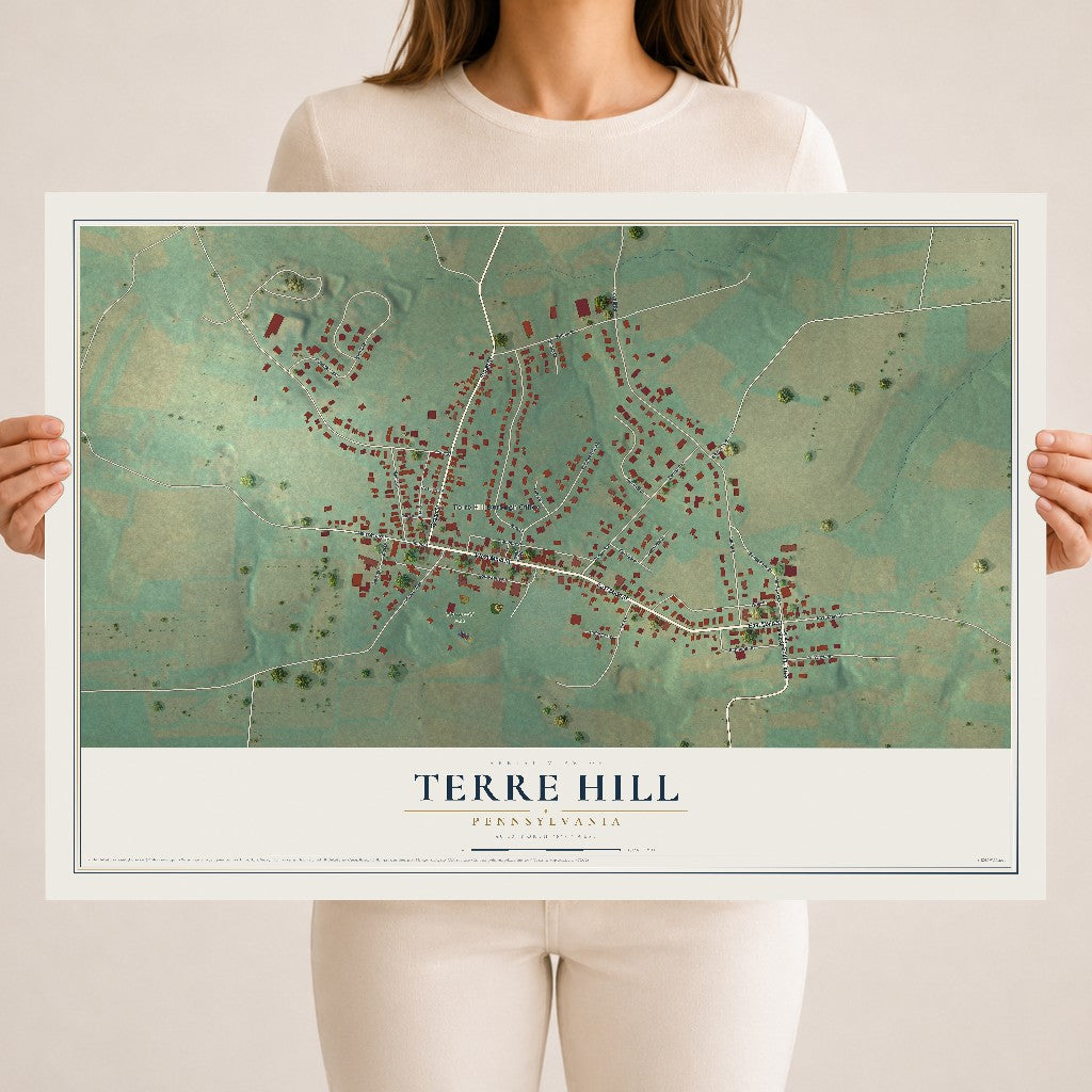 Map of Terre Hill, Pennsylvania, 18 x 24 inch unframed archival matte print