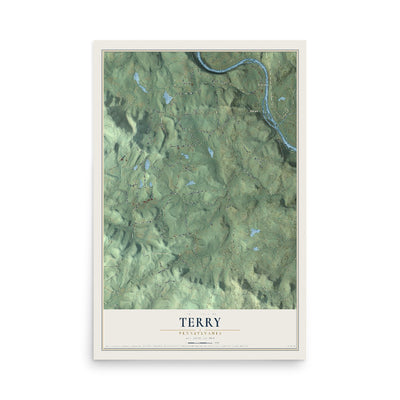 Map of Terry, Pennsylvania, 12 x 18 inch unframed archival matte print