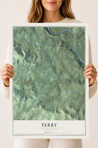 Map of Terry, Pennsylvania, 18 x 24 inch unframed archival matte print